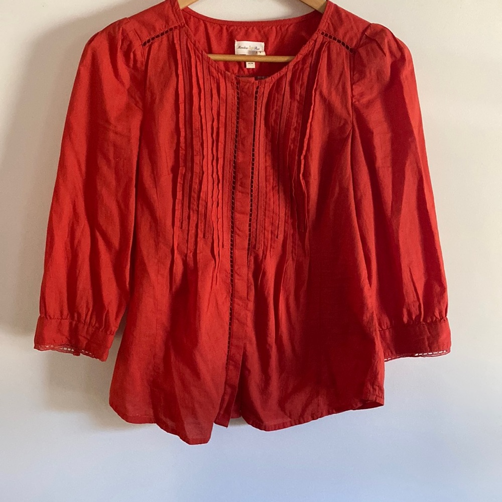 Anthropologie, Orange, blouse, button down